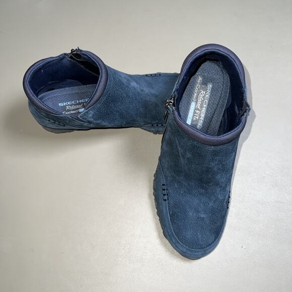 Skechers 49590 Bikers Zappiest Boot Women's size 9.5 Navy Suede Memory Foam - Picture 1 of 14